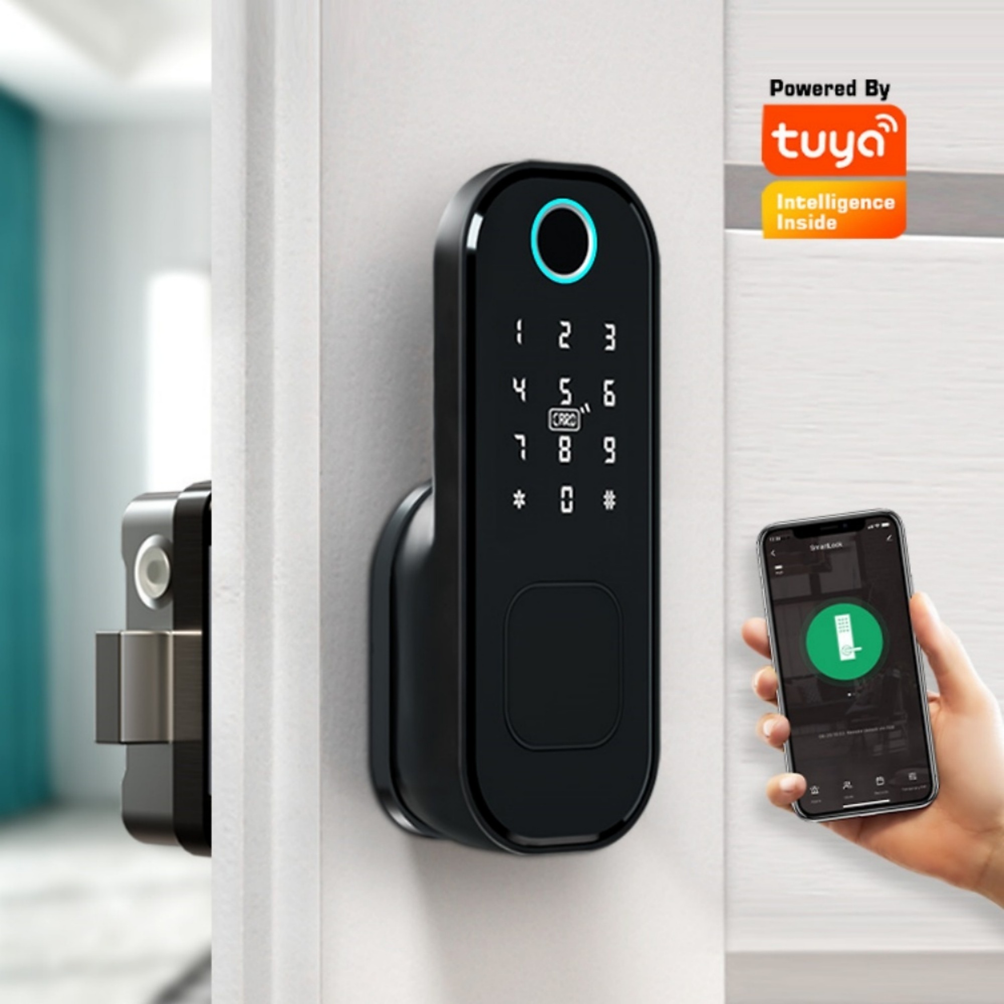 BlackTeck Smart Door Lock — Fingerprint Recognition, Mechanical Key Unlock, Emergency Power Supply, Model# N2-R5TY